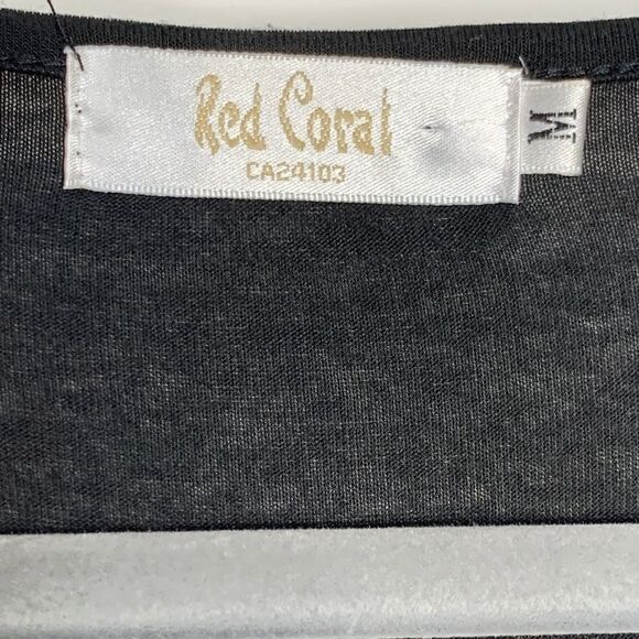 Red Coral Black Rosette Dress - Picture 4 of 7